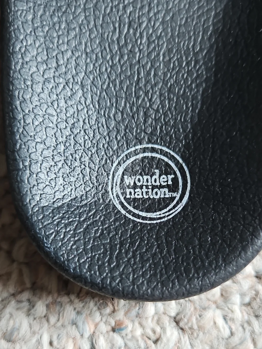 wonder nation Black Logo Slide Sandal.